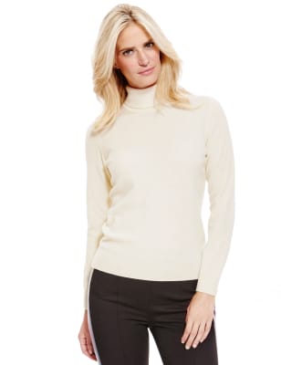 cream cashmere polo neck jumper
