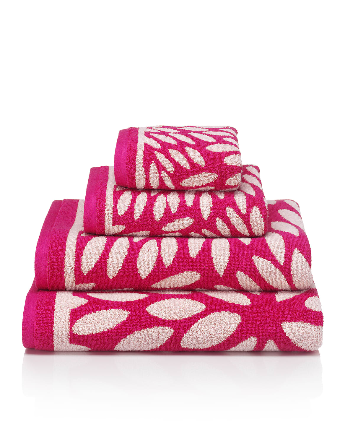 Mosaic Leaf Cotton Towels Fuchsia Mix Myz