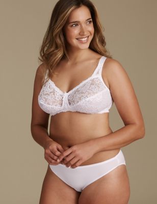 full figure model in white bra and panties