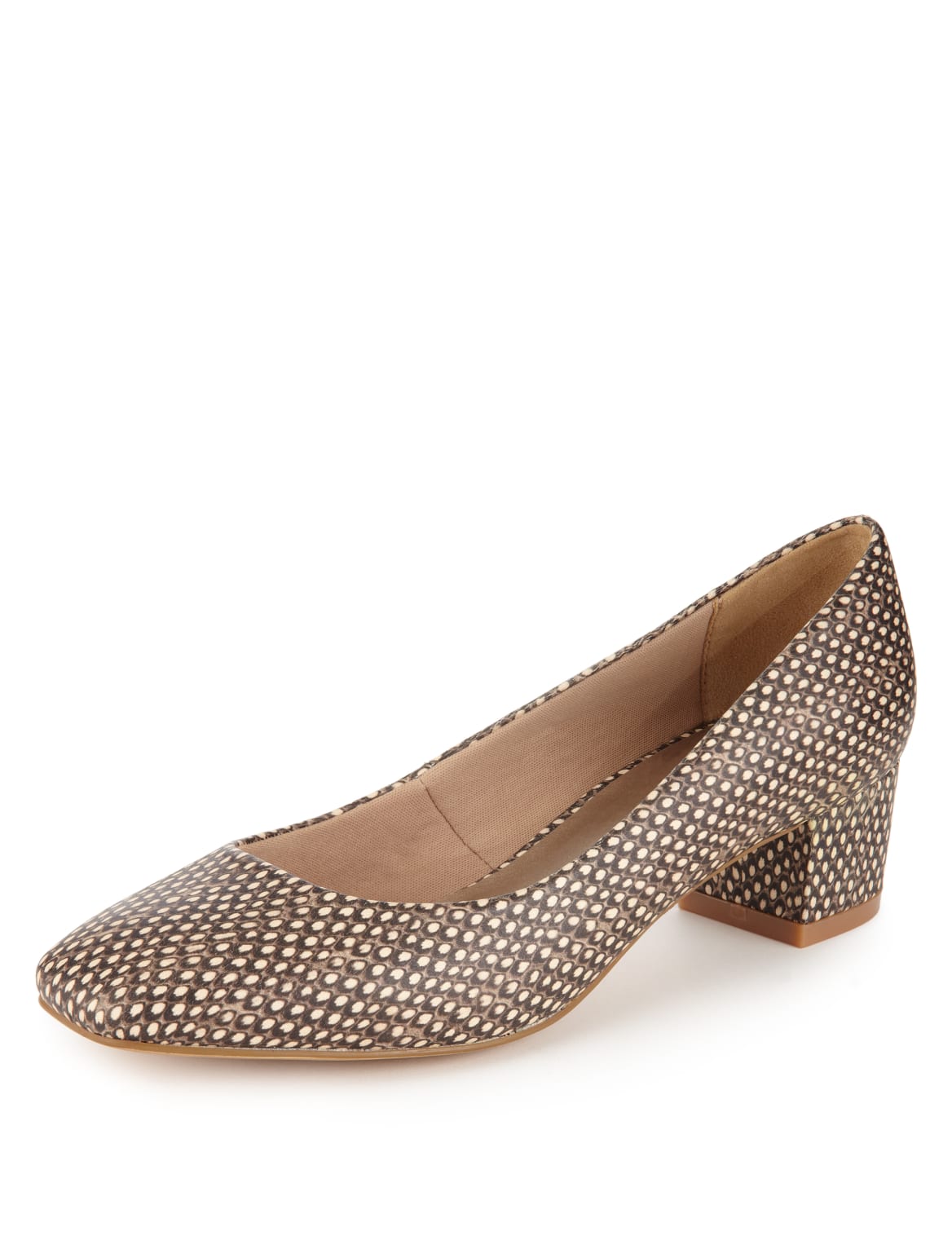 square toe block heel court shoes
