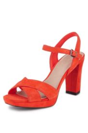 Suede Platform High Heel Sandals with InsoliaÂ®, FLAME, catlanding