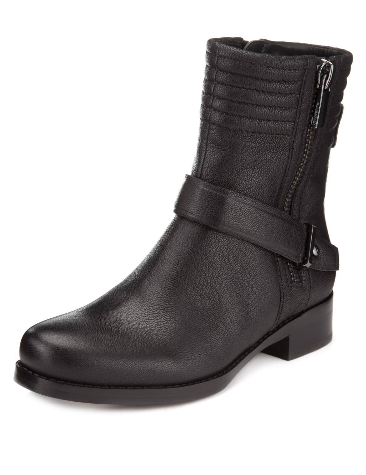 black leather biker ankle boots