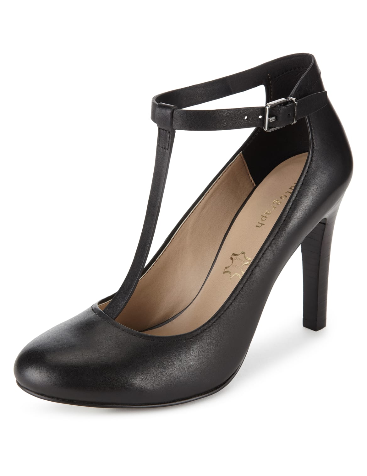 Leather T-bar Stiletto High Heel Court Shoes With Insoliaî Black | Eizzy