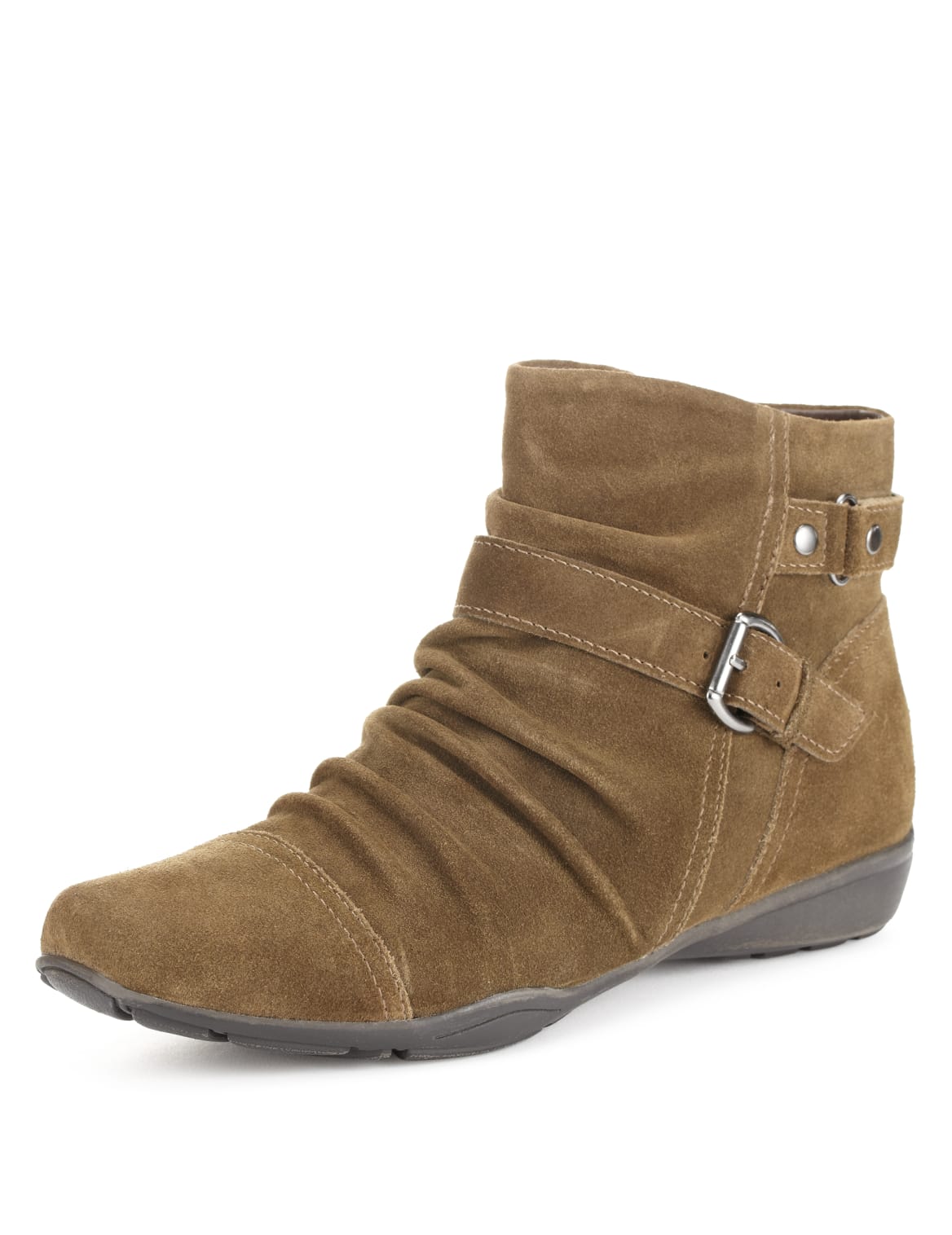 ruched ankle boots flat