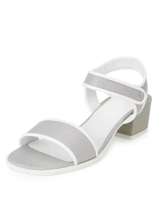 low block heel sandals grey