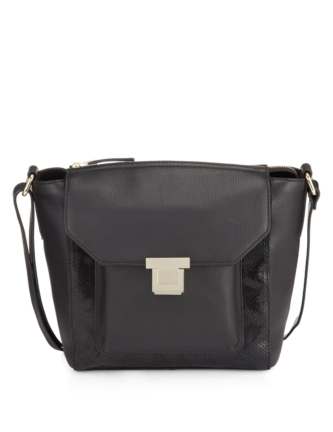 Leather Crossbody Bag Black Voova
