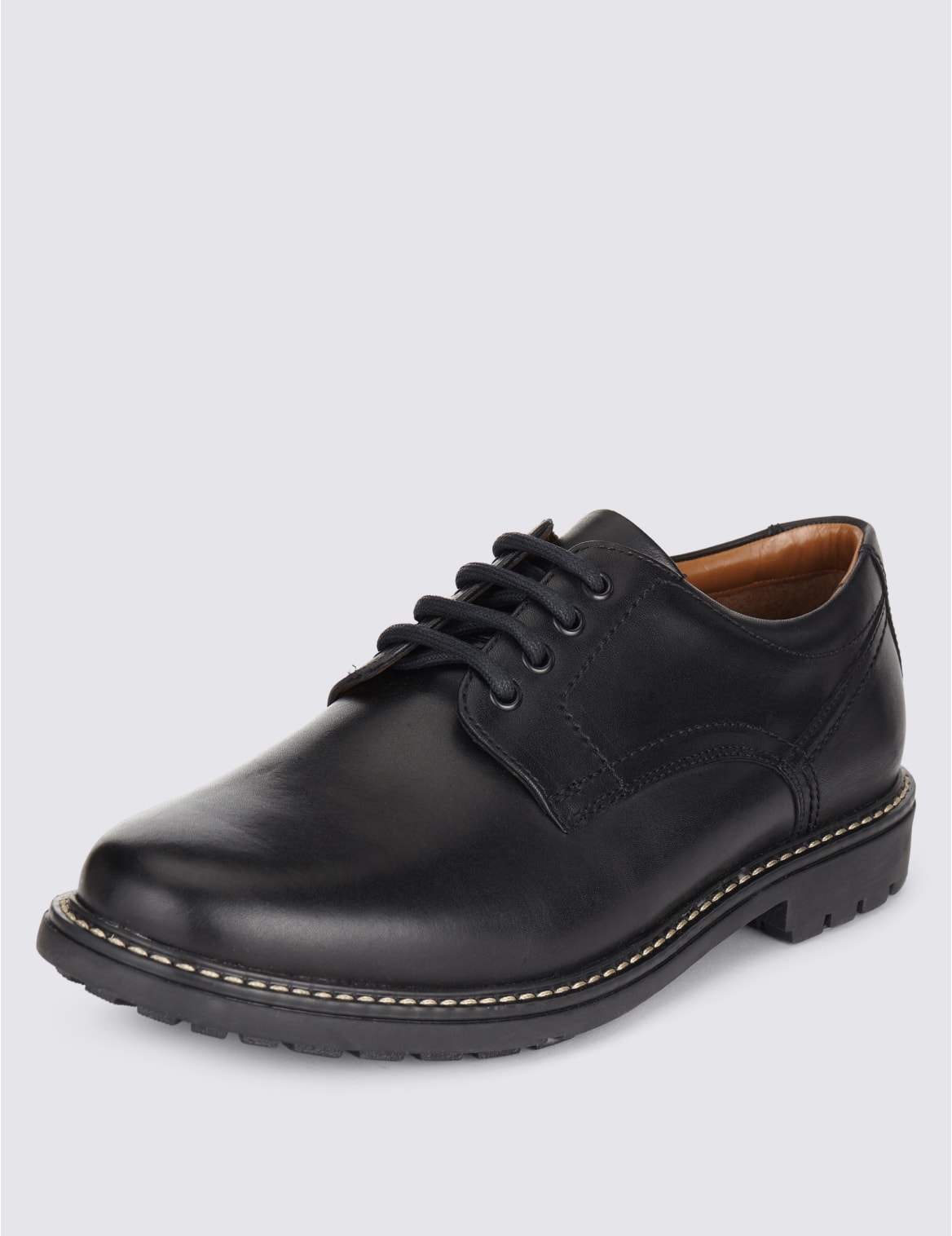 Leather Lace Up Gibson Shoes Black Eizzy