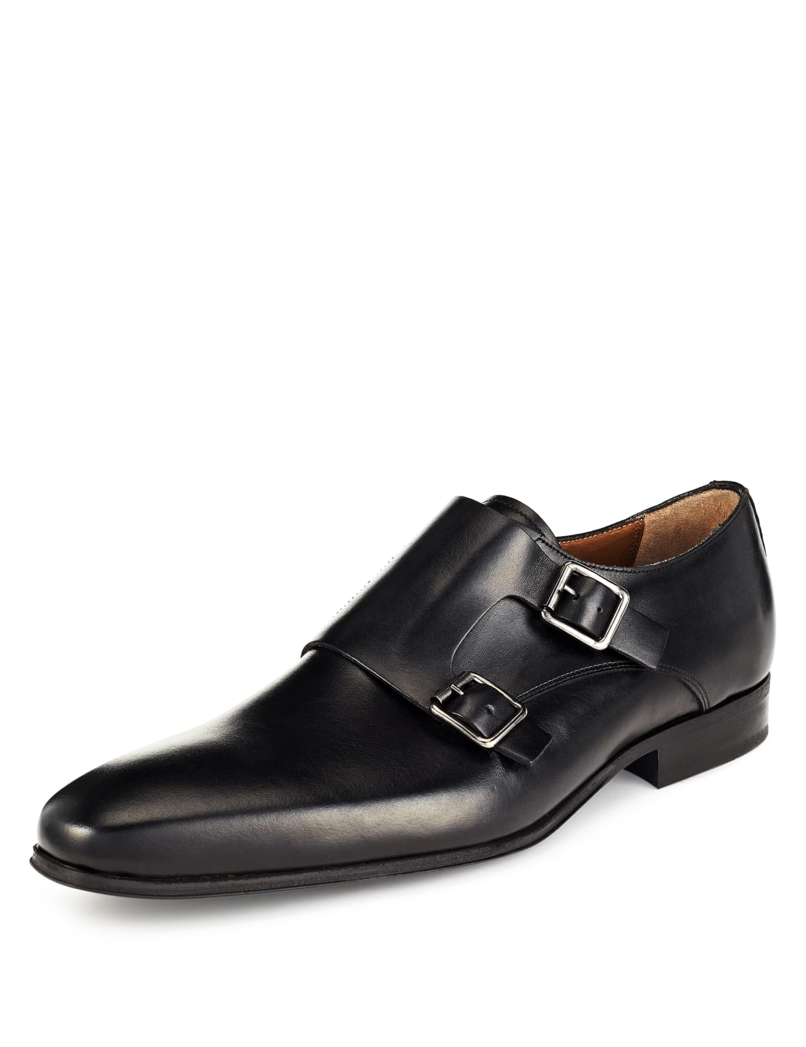 calvin klein robbie black embossed double monk strap shoes