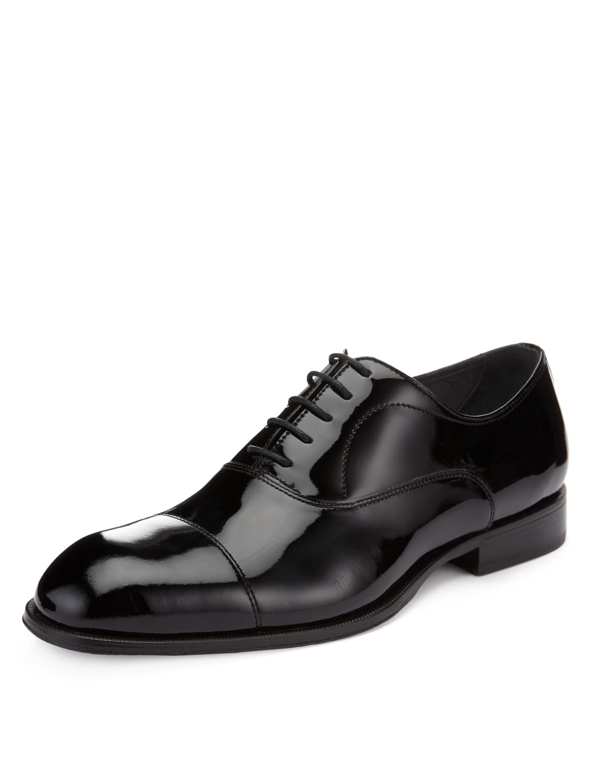 Leather Toe Cap Dress Shoes Black High Shine Eizzy