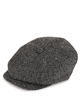 Grey Mix Pure Wool Baker Boy Thinsulate™ Flat Cap with Stormwear™