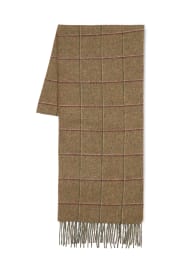 Pure Lambswool Shadow Checked Scarf, OLIVE MIX, catlanding