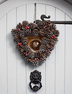 Dusty Pine Cone Heart Wreath