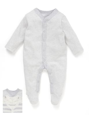 Three Pack Unisex Elephant Print Sleepsuits