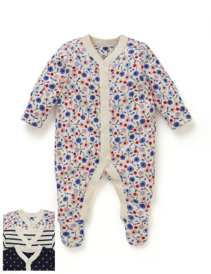 Three Pack Girls Nautical Themed Sleepsuit