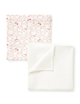 2 Pack Large Owl & Plain Muslin Squares