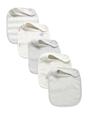 5 Pack Pure Cotton Assorted Bibs