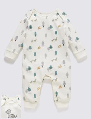 2 Pack Pure Cotton Duckling Print All-in-Ones