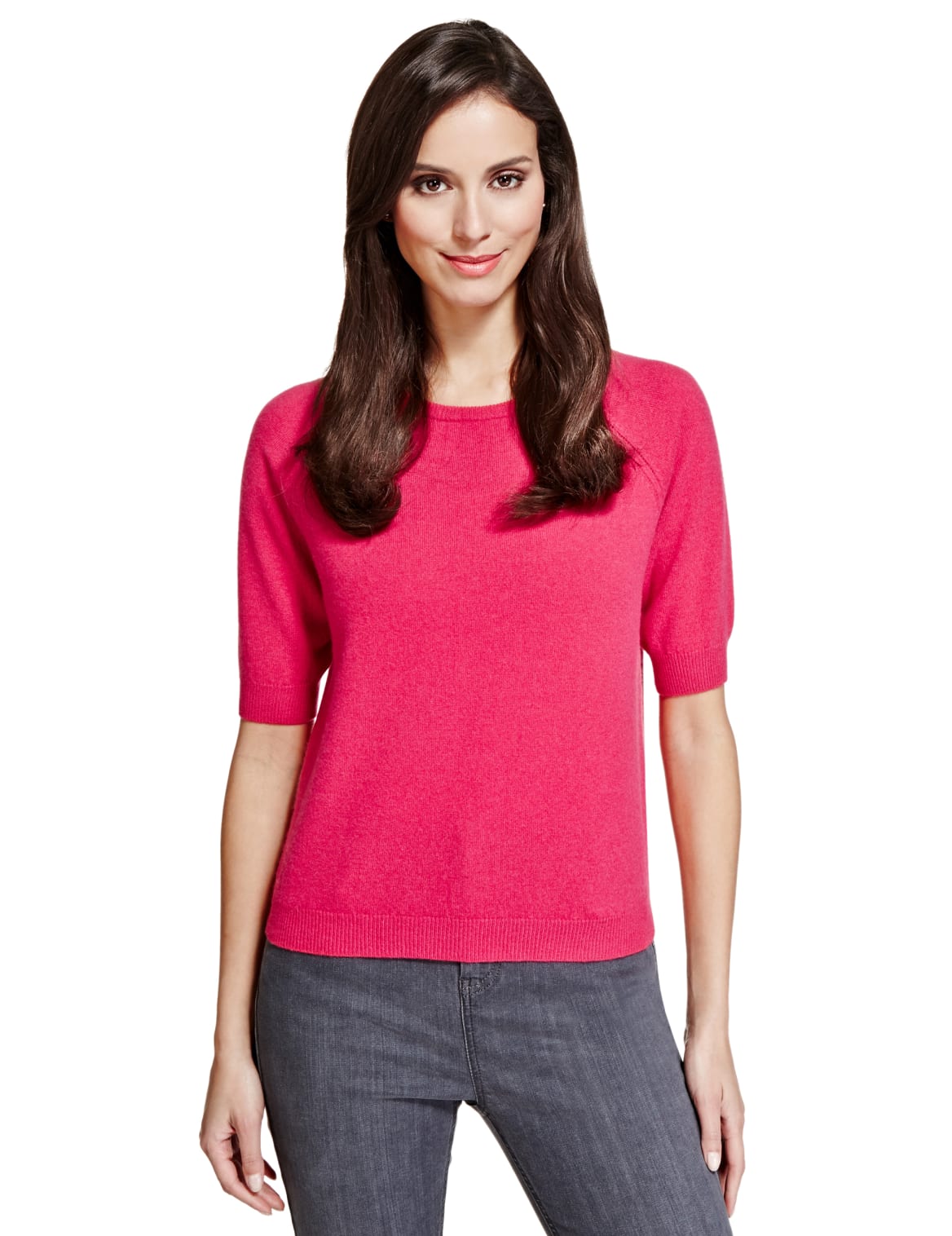 Pure Cashmere Boxy Jumper Hot Pink Voova