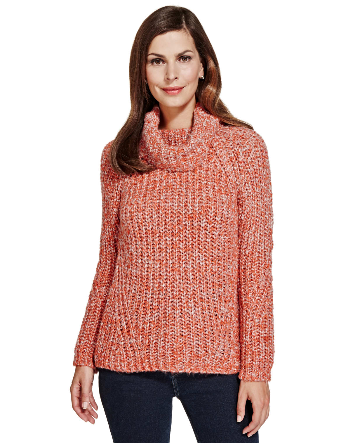 orange polo neck jumper