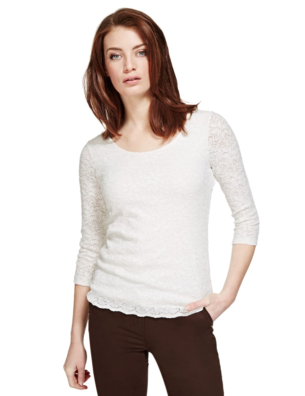 Prisha Cotton Floral Lace Top in White