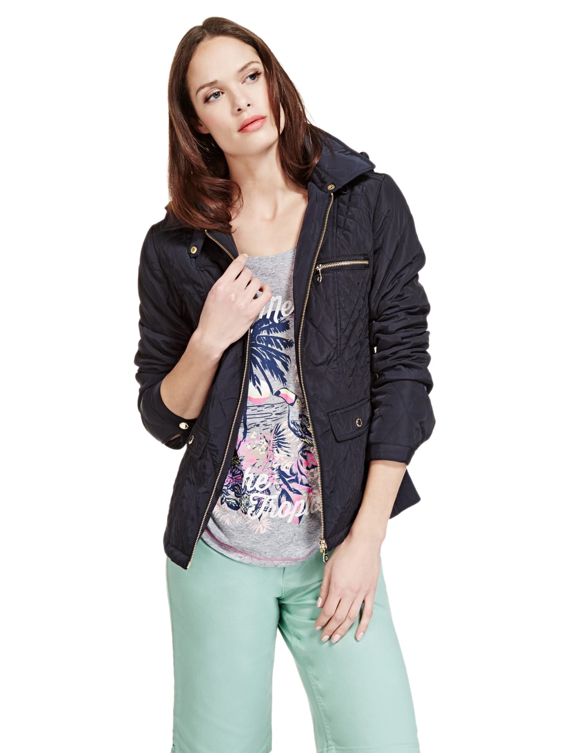 Lightly Padded Quilted Jacket With Stormwearâ ¢ Navy Edgemix