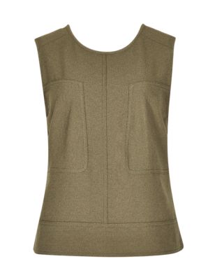 Patch Panelled Vest Shell Top