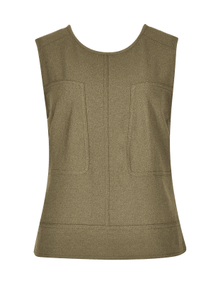 Patch Panelled Vest Shell Top