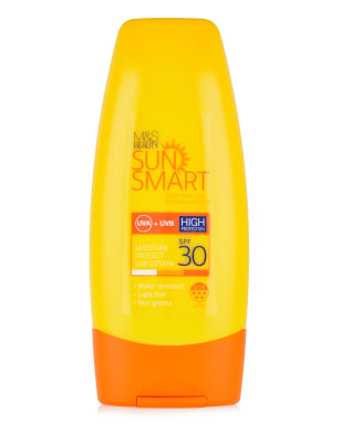 sUMMER bEAUTY ESSENTIALS M&S SUN SMART MOISTURE PROTECT SUN LOTION SPF30 £5.95