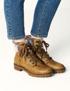 faux fur hiker ankle boots