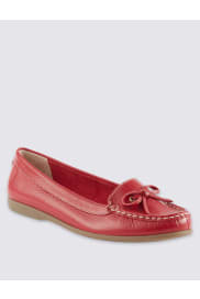 red leather boat shoes