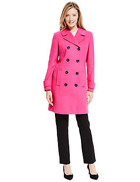 Bright Pink Buttonsafe™ Double Breasted Coat