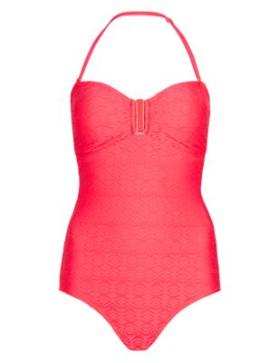 Secret Slimming™ Halterneck Textured Bandeau Swimsuit