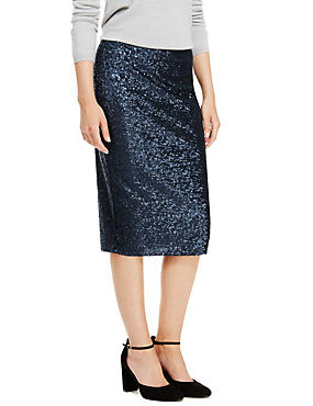 Sequin Embellished Pencil Skirt