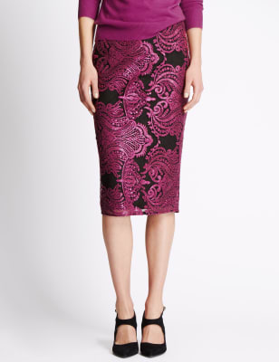 Sequin Embellished Pencil Skirt