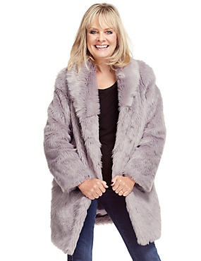 Lavender Twiggy for M&S Collection Faux Fur Coat