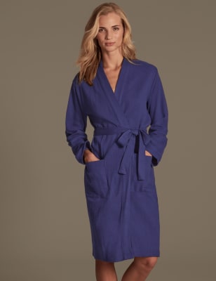 waffle dressing gown black