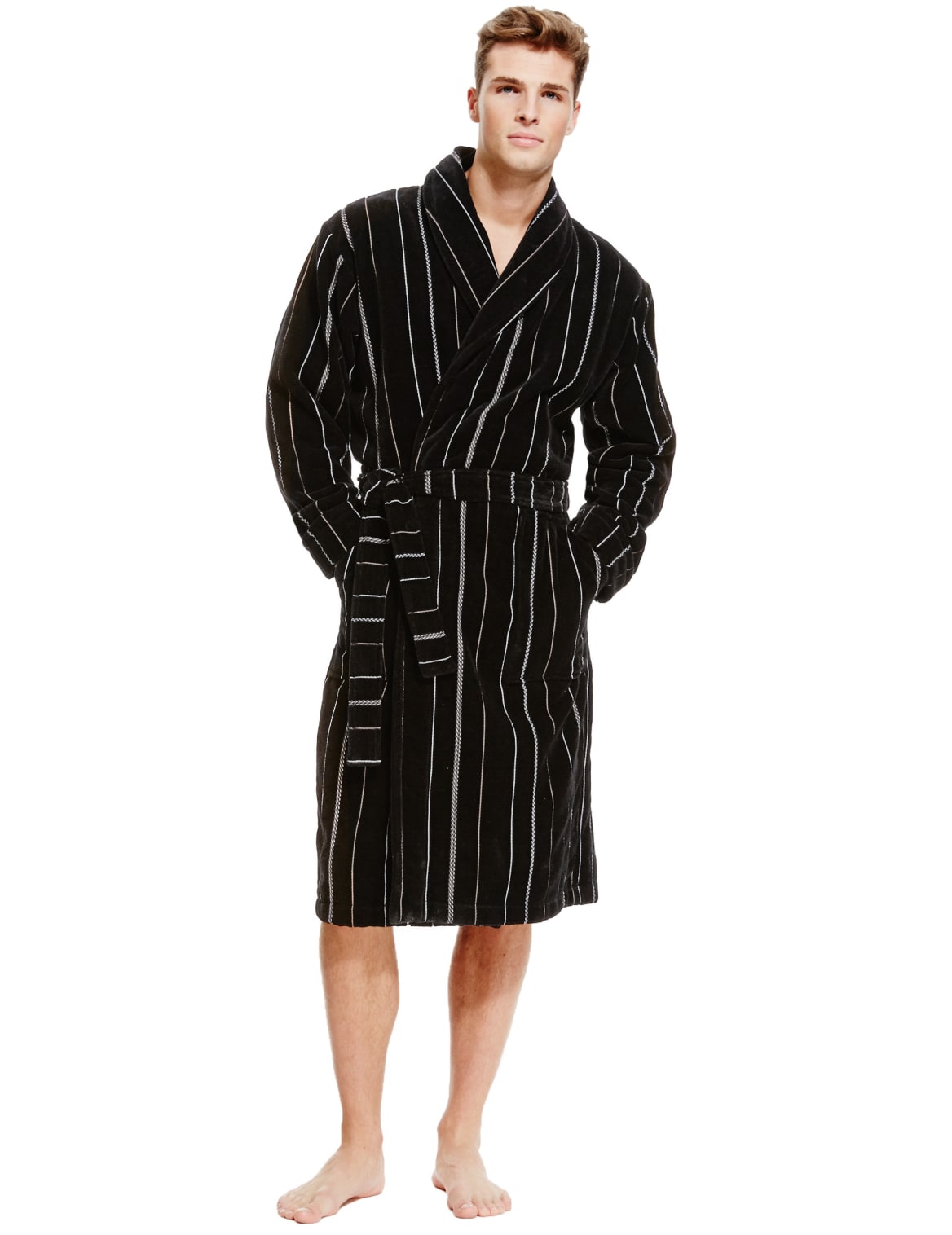 ladies black velour dressing gown