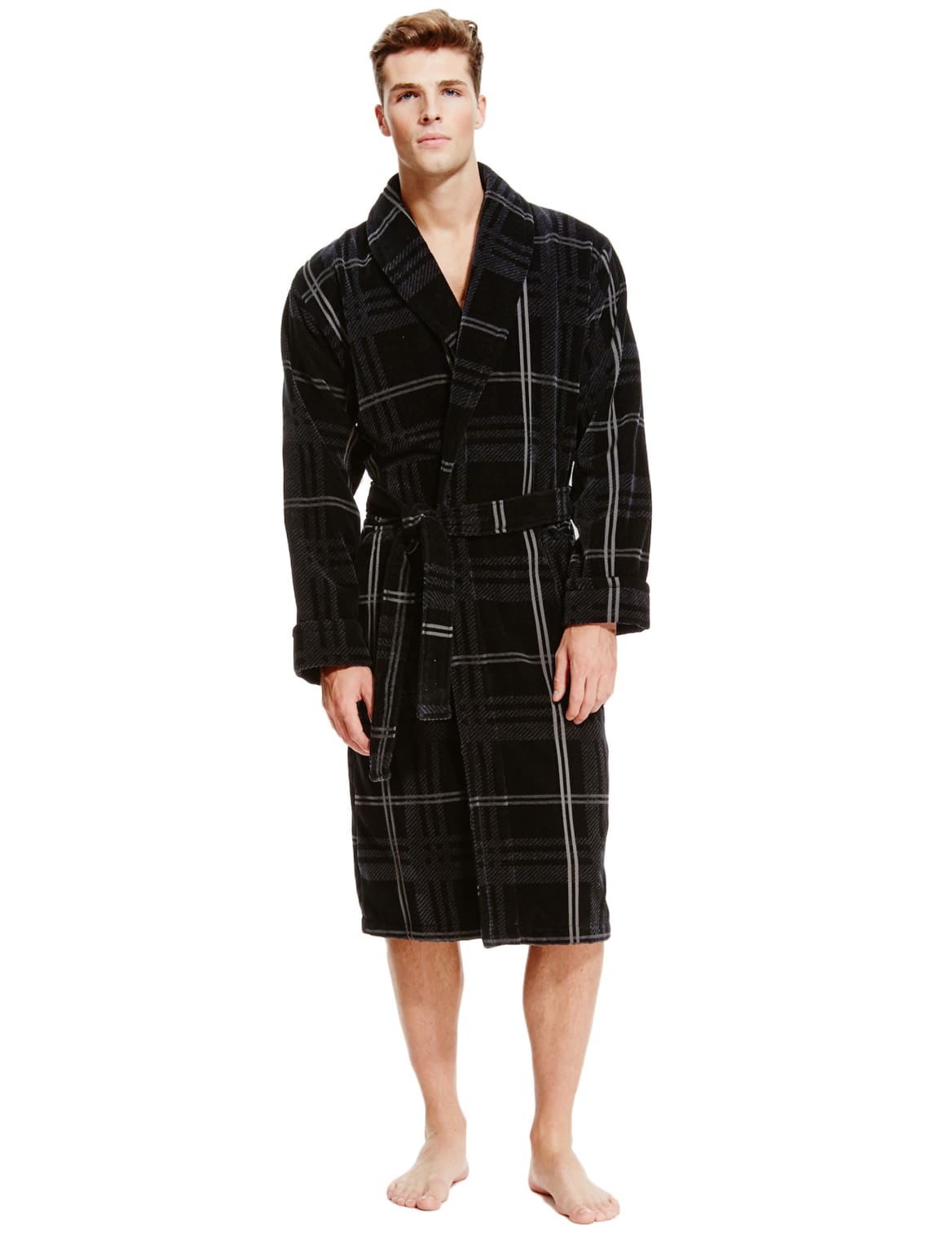 ladies black velour dressing gown
