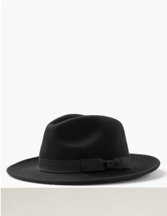 Pure Wool Fedora with Stormwear&trade;, BLACK, catlanding