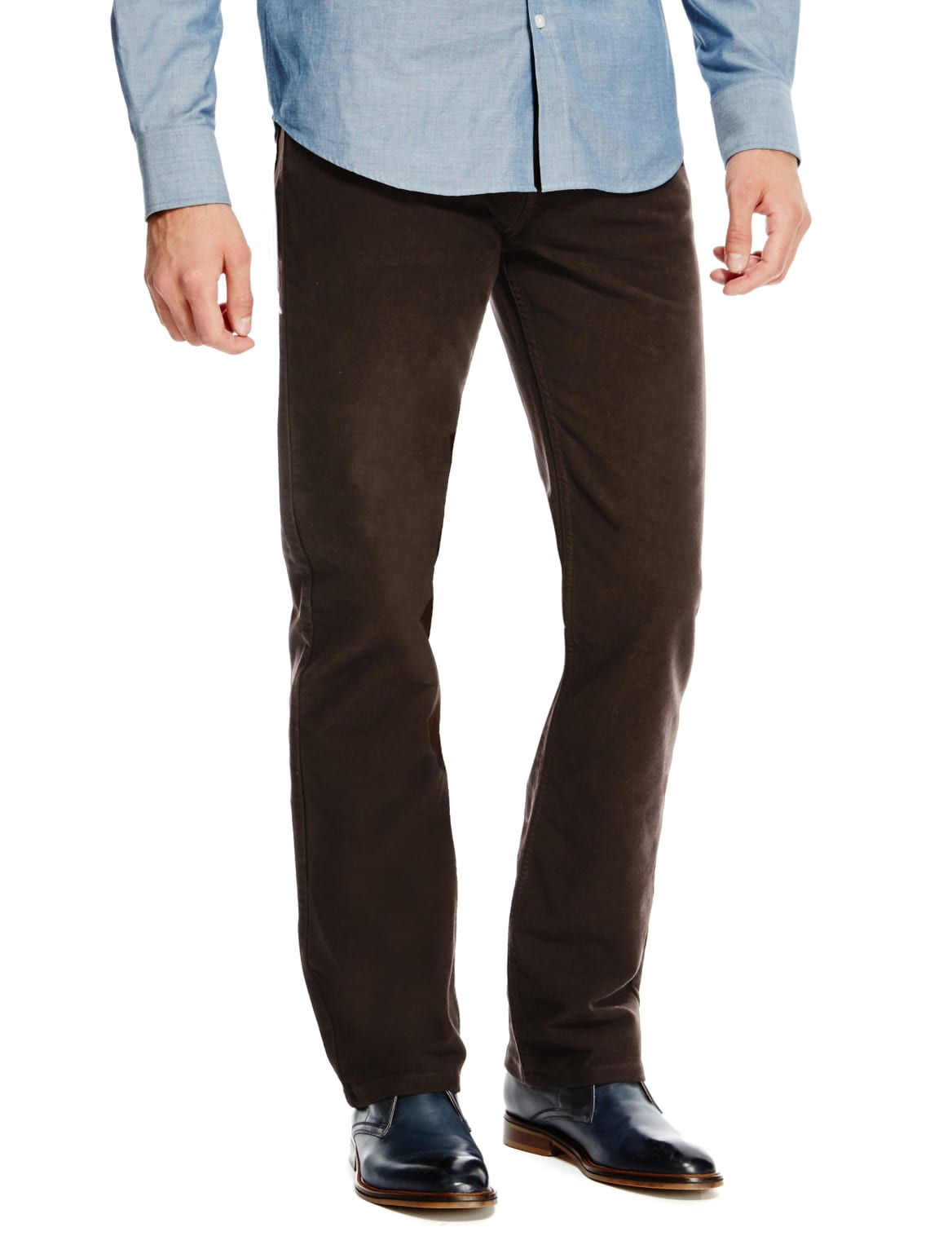 Cotton Rich 5 Pocket Moleskin Trousers Chocolate Plape