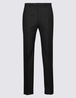 Tailored Fit Pure Wool Flat Front Trousers