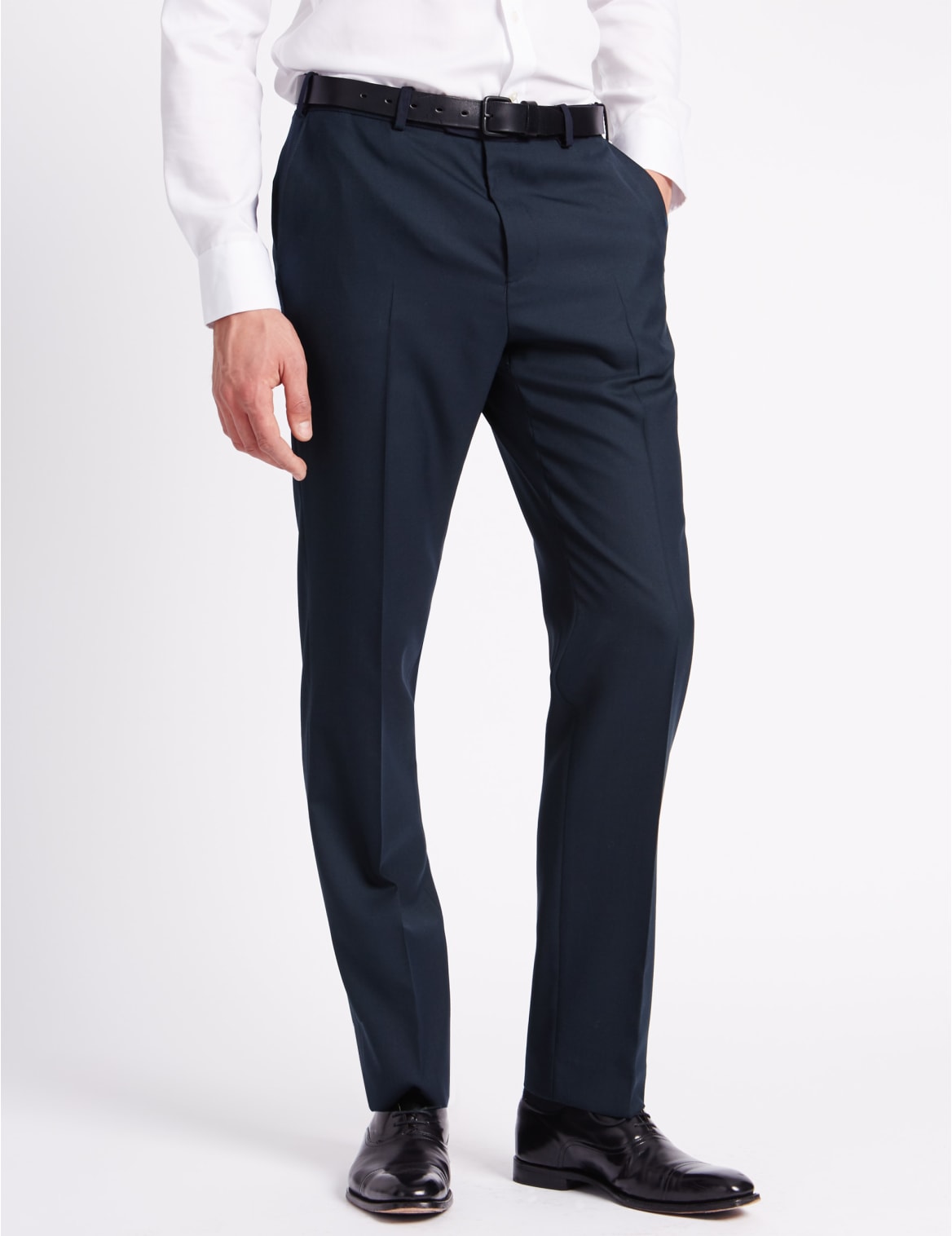 high rise flat front trousers