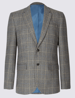 Big & Tall Wool Blend Checked Jacket