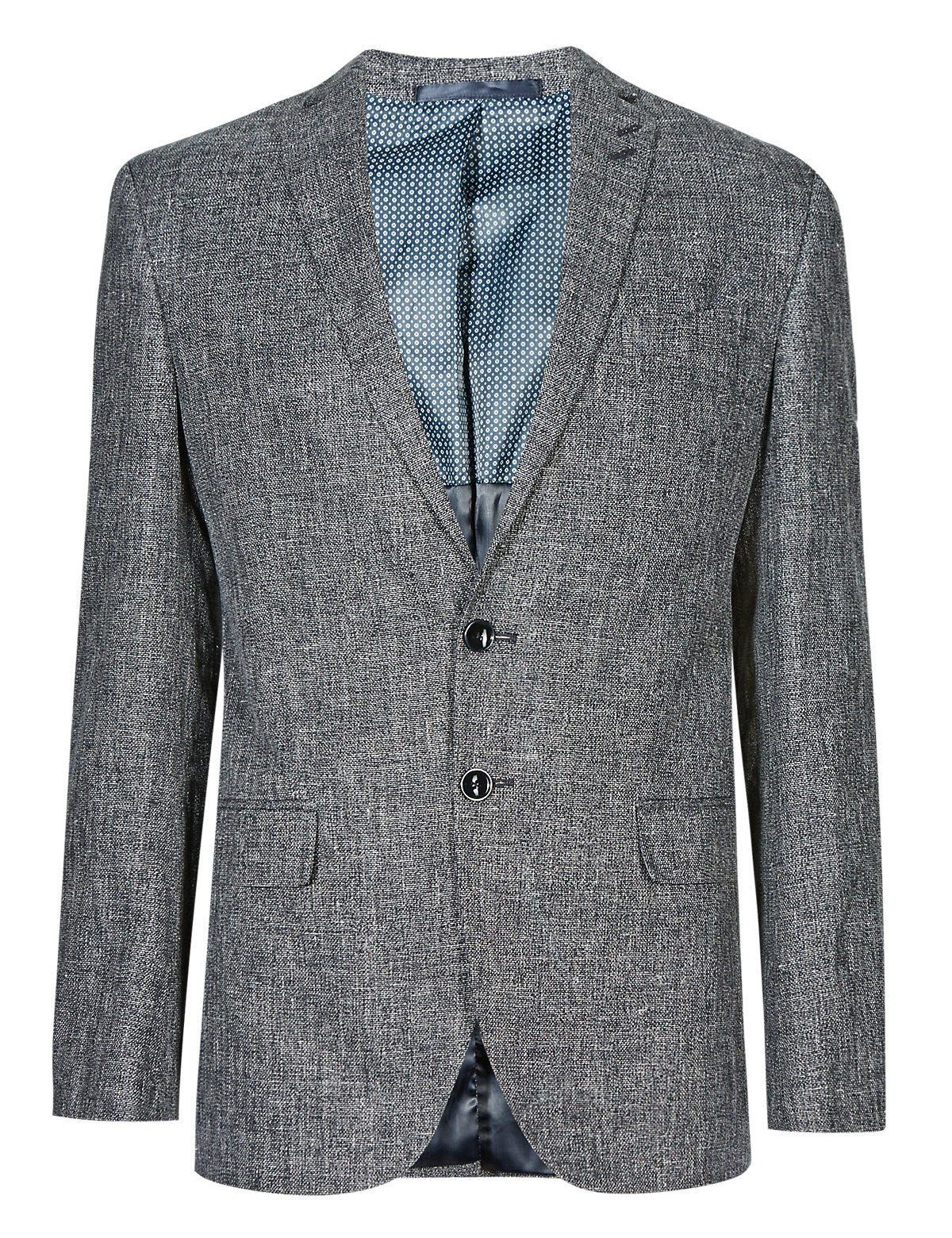 Tailored Fit Notch Lapel 2 Button Jacket with Linen