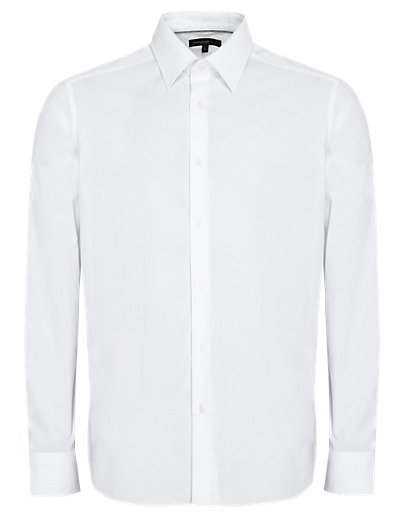 White Stretch Cotton Classic Collar Shirt Clothing
