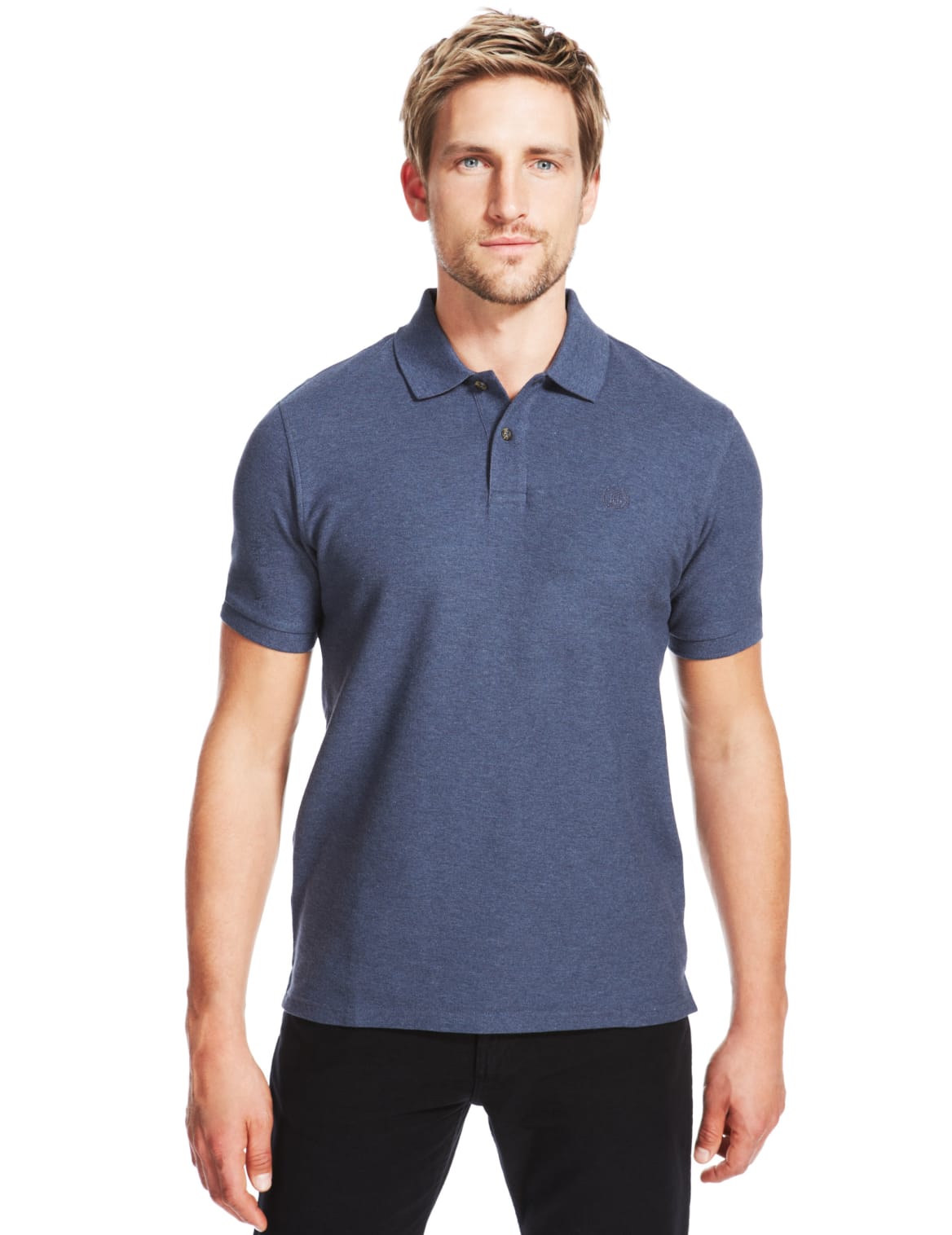Tailored Fit Pure Cotton Polo Shirt With Staynewâ ¢ Denim Myvee
