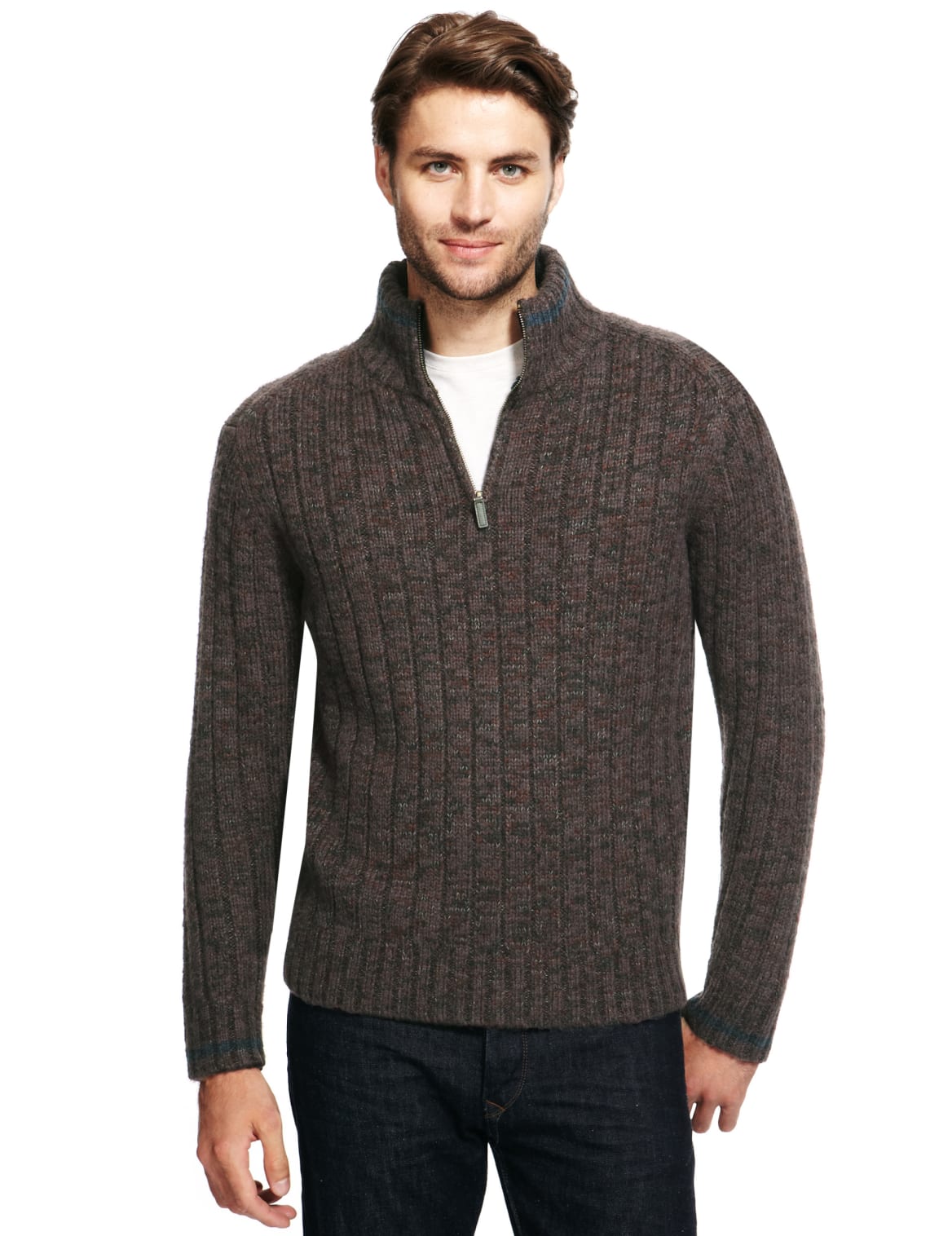 half zip wool blend jumper