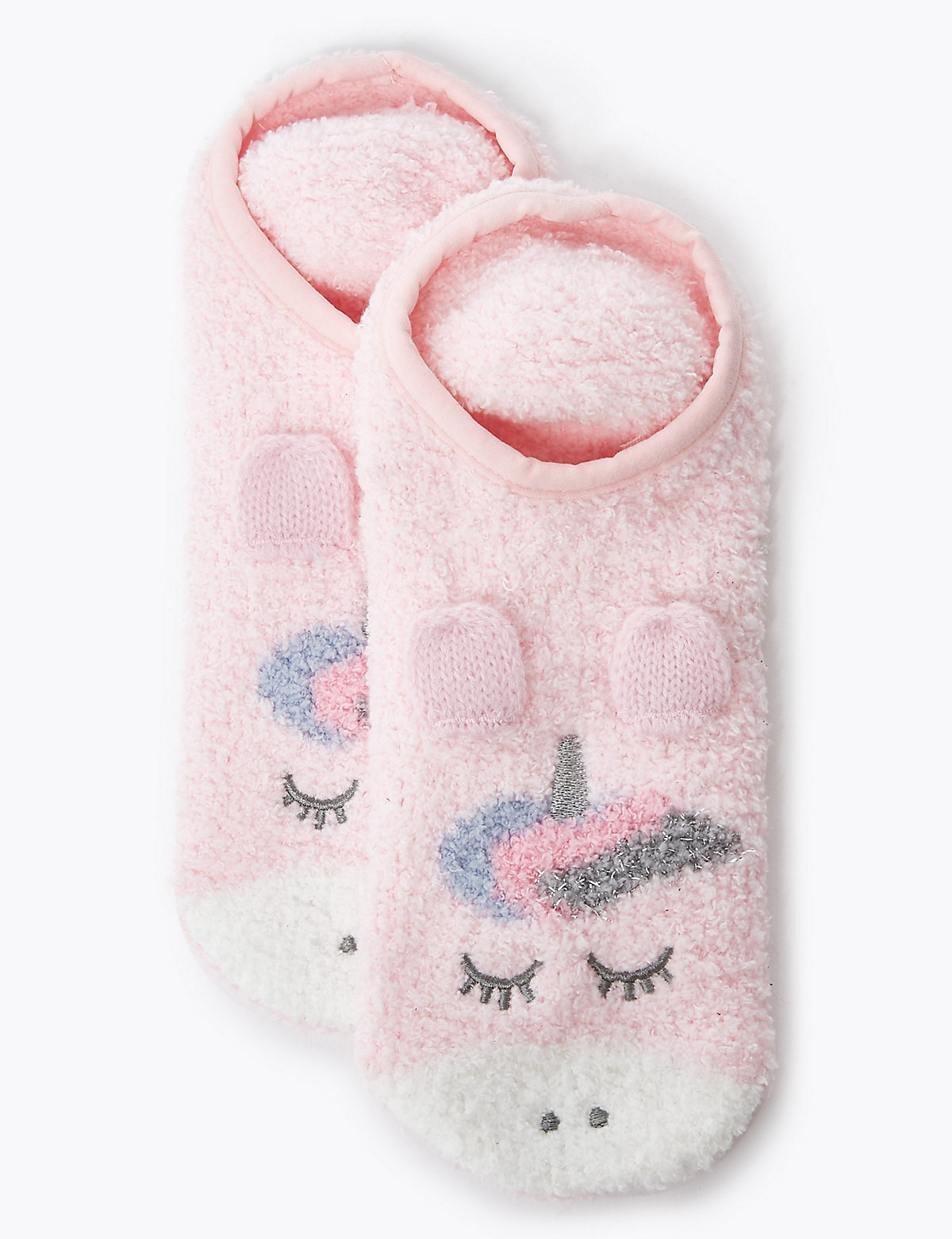 Носки-тапочки с единорогом Marks & Spencer. Цвет: светлый розовый микс
