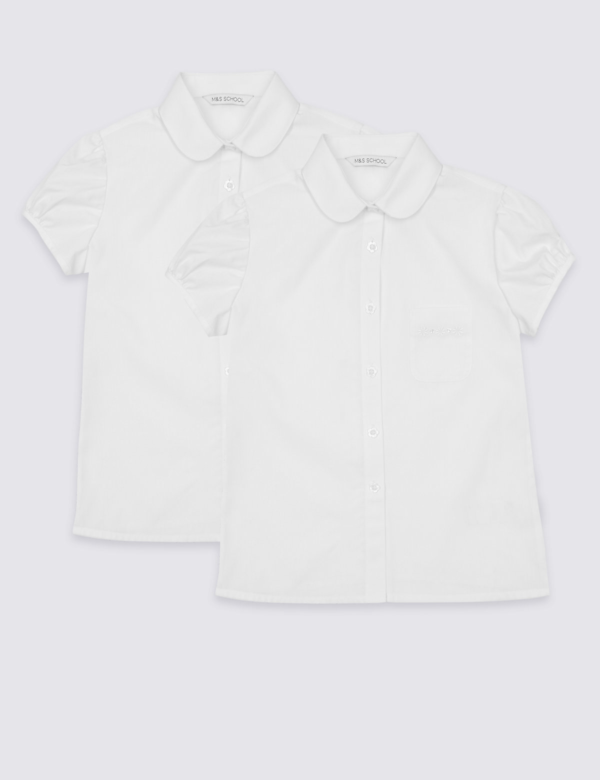 Блузка с технологией Easy to Iron для девочки (2 шт) Marks & Spencer. Цвет: белый