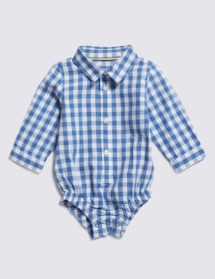 Pure Cotton Checked Bodysuit